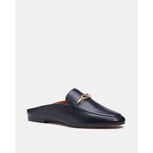 Coach Women's Sienna Black Leather Mule Loafers Slip-On Gold Horsebit Size 6.5